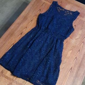 Navy Blue Sparkley Lace Dress | Juniors | stretch